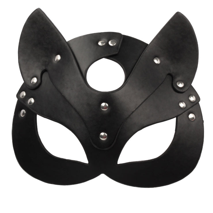 Leather bunny mask, black cosplay games her him gift 1 1 2Black  