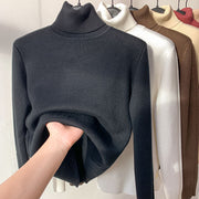 Turtle Neck Winter Sweater Women, Elegant Warm Knitted Sweater, Loose Fit Cozy Pullover Knitwea 1 1 Black S 