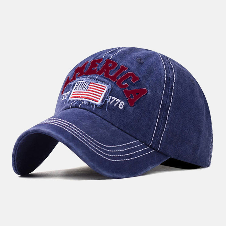 Retro America Embroidered Hat. USA Basketball Baseball Unisex Cotton Cup Hat loveyourmom Love Your Mom Royal Blue Free Size 