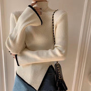 Women Turtleneck Sweater, Western Knitwear Sweater, Stylish Warm Cozy Sweater, Slim Fit Winter Sweater, Chunky Knit Holiday Sweater 1 1 White L 