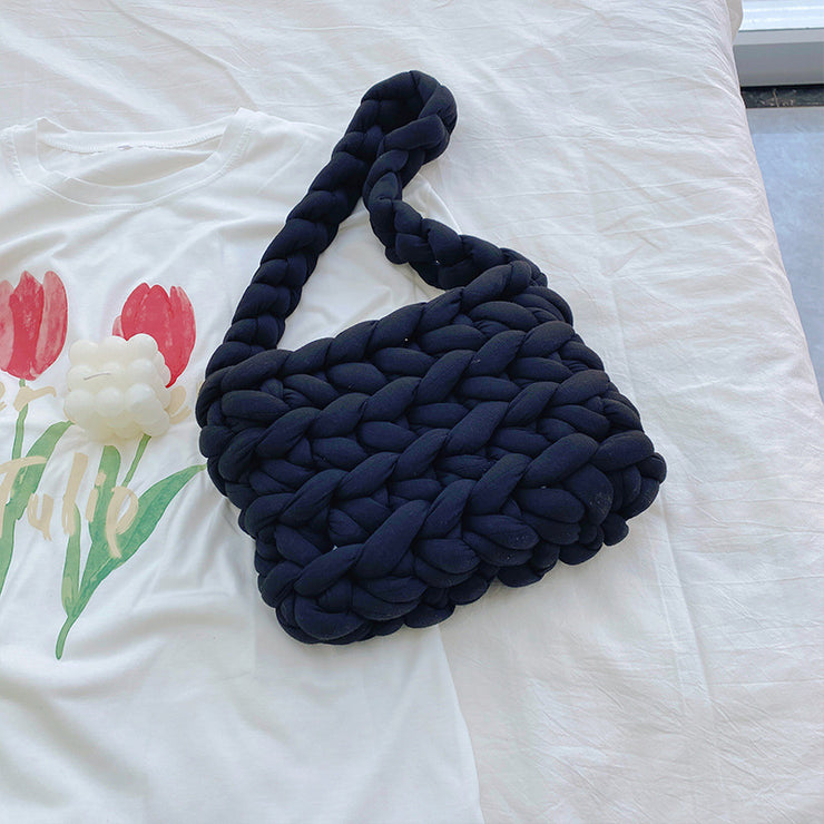 Thick Wool Hand Knitted Bag, Icelandic Crochet Bag,Vintage Bag, Knit Bag Tot 1 1 Black  