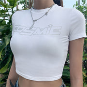 Cosmic Crop Top, Round Neck Sparkle Shirt, Y2k Crop Top, Aesthetic Bling Tops, Country Girl Shirt 1 1 White M 