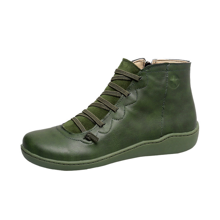 Copenhagen 2024 Handcrafted Women Leather Ankle Boots - Comfort Fit with Stylish Elastic Laces. loveyourmom Love Your Mom Green 35 