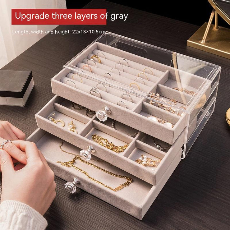 Jewelry Box Women Girls Jewelry Organizer 2 Layer Jewelry Case Storage PU Leather Display Jewelry Boxes with Removable Tray for Necklace Earrings Rings Bracelets Vintage Gift Anti-oxidation 1 1 Three Layers Gray  