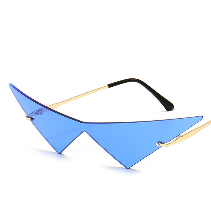 Retro Metal Triangle Sunglasses, Catwalk Sunglasses, Triangle Lens 1 1 Blue  