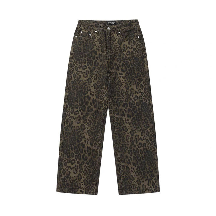 Leopard Jeans Men Denim Pants,  Baggy Pants Men Y2k Rave Opiumcore Clothes. 1 1   