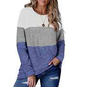 Women's Long Sleeve Casual Pullover Crew Neck Stitching Contrast Color Sweatshirt Loose Trendy Soft Tops for Leggings, color block sweater loose casual top loveyourmom Love Your Mom Blue L 