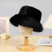 Women's Furry Imitation Fur Bucket Thickened Warm Hat loveyourmom Love Your Mom Black Average Size 