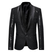 Men's Tuxedo Tailcoat Swallowtail Suit Jacket | Slim Fit Dinner Party & Wedding Blazer | Sequins Show Dress Coat | Available in Red, Black, Silver, Gold, Blue loveyourmom Love Your Mom Black 2XL 