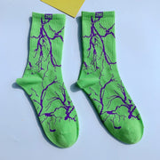 London Raver Tattoo Socks Gift, Cool Unisex Festival Neon Socks loveyourmom Love Your Mom Green  