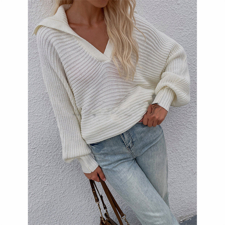 Women's Casual Knit Sweaters Jumpers Fashion Vintage Knitted Pullover Long Sleeve Cardigan Knitwear Lightweight Sweatshirts Tops for Women Girls V-Neck loveyourmom Love Your Mom White L 