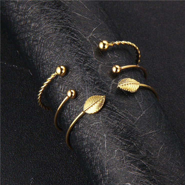 Gold Bracelet Stack for women, 5 pieces Gold plated Boho Bracelets Set, Trendy Dainty Bracelet Set for Her. 1 1 6128gold  