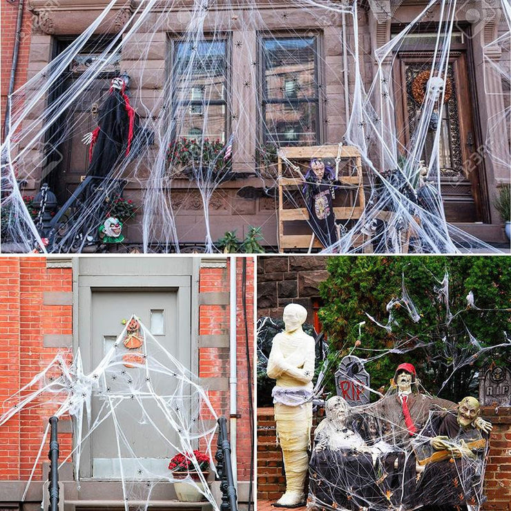 Halloween Decor - Spider Web Decorations Super Stretch White Webbing 1 1   