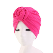 Cotton Turbans , Knot Hijab Hat Turban Satin Liner Double-Layered Beanie Chemo Cap Sleep Bonnet loveyourmom Love Your Mom Rose Red  