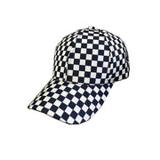 Unisex Plaid Checkerboard Cup Hat, Cool Car Racing Hat - Raver Festival Hat loveyourmom Love Your Mom Black white check Adjustable 
