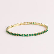 Green Zircon Bracelet For her, Emerald Look 1 1 3mm Gold  