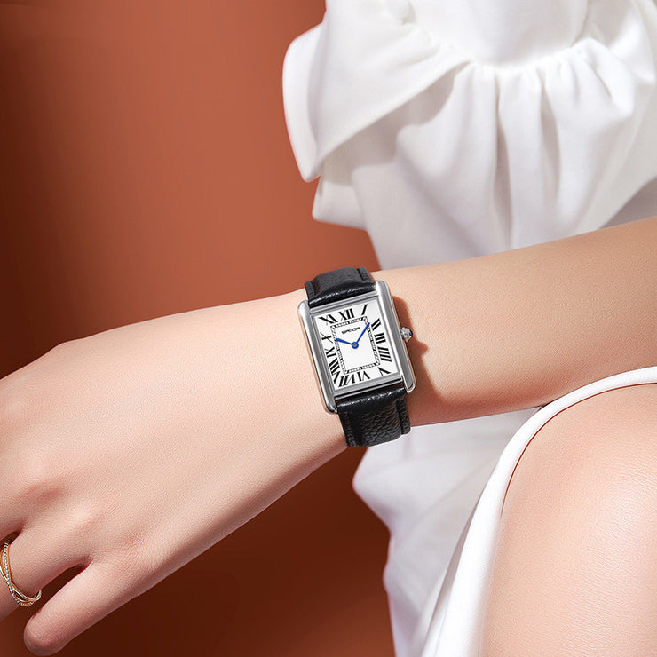 Rectangular Vintage Retro Analog Dress Watch,Tank Watch Vintage - Unisex, Silver Chatsworth with Black Strap 1 1   