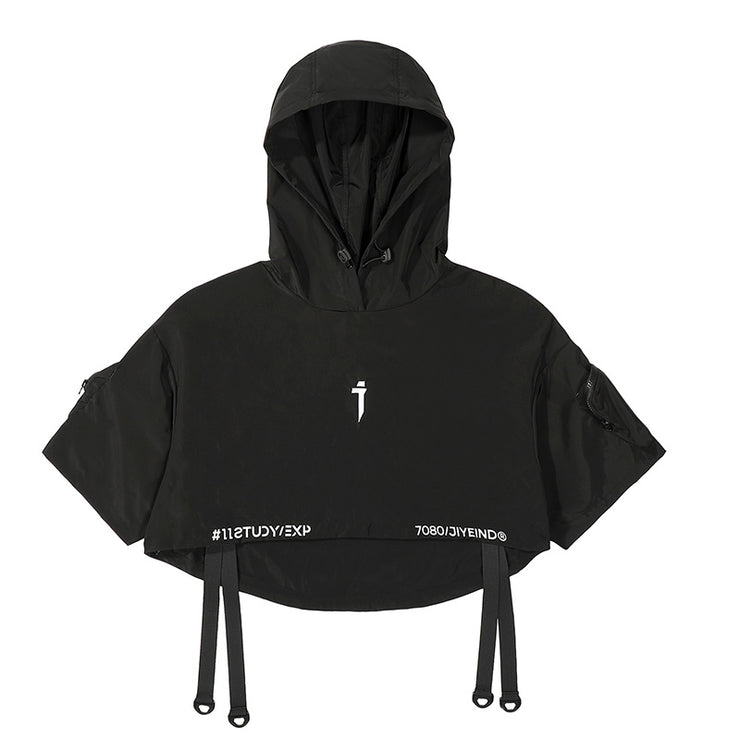 Techwear Hooded Shawl, Men's Loose Casual Hip Hop Tide Brand Japan street fashion 1 1 Black L 