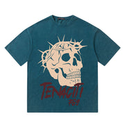 Vintage Skull Shirt, Skeleton Graphic Tshirt, Loose Fit Tactical Skull T-shirt loveyourmom Love Your Mom Blue L 
