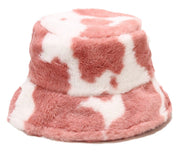 Cool Raver Festival Fur Plush Bucket Hat - Leopard. loveyourmom Love Your Mom Cow pink  