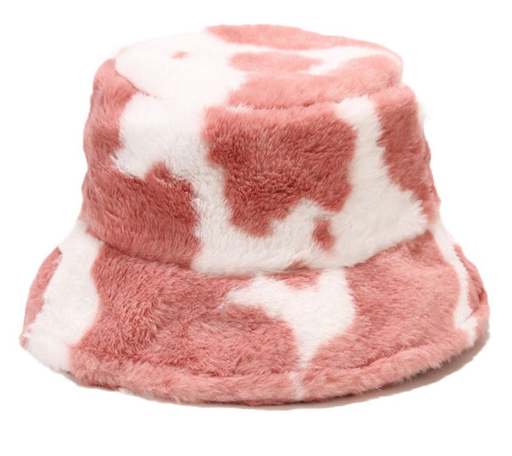 Cool Raver Festival Fur Plush Bucket Hat - Leopard. loveyourmom Love Your Mom Cow pink  