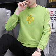 Chinese Style Crane Embroidered Shirt, Round Neck Long Sleeve Cozy Sweater Shirt, Aesthetic Streetwear Graphic Shirt, Chinese Pullover Shirt 1 Love Your Mom Green 2XL 