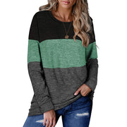 Women's Long Sleeve Casual Pullover Crew Neck Stitching Contrast Color Sweatshirt Loose Trendy Soft Tops for Leggings, color block sweater loose casual top loveyourmom Love Your Mom Green L 