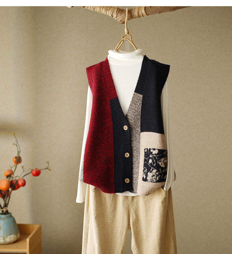 Copenhagen Vintage Knitted Cardigan Sweater, Retro Cashmere Vest, Designer Winter Streetwear Cardigan, Bohemian Sweater 1 1 Red Average Size 