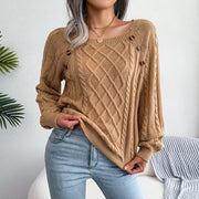 Square Neck Knitted Sweater, Mom Warm Cozy Winter Sweater, Long Sleeve Acrylic Soft Sweater, Casual Wear Buttoned Sweater loveyourmom Love Your Mom Khaki 2XL 
