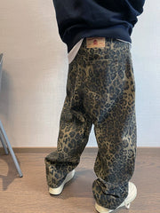 Leopard Jeans Men Denim Pants,  Baggy Pants Men Y2k Rave Opiumcore Clothes. 1 1   