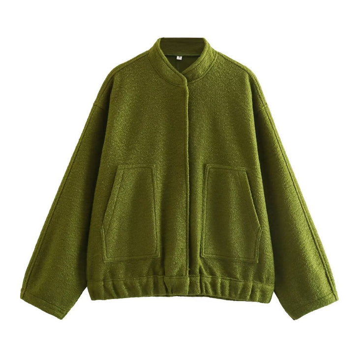 Solid Color Warm Cozy Jacket Women, Copenhagen Style Double Size Pocket Long Sleeve Winter Fashion Coat, Christmas Gifts for Her, Comfort Chic Ladies Coats 1 1 Green L 