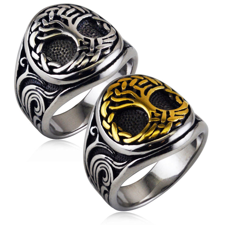 Viking World Tree Yggdrasil Ring, Stainless Steel gothic ring gift 1 1   