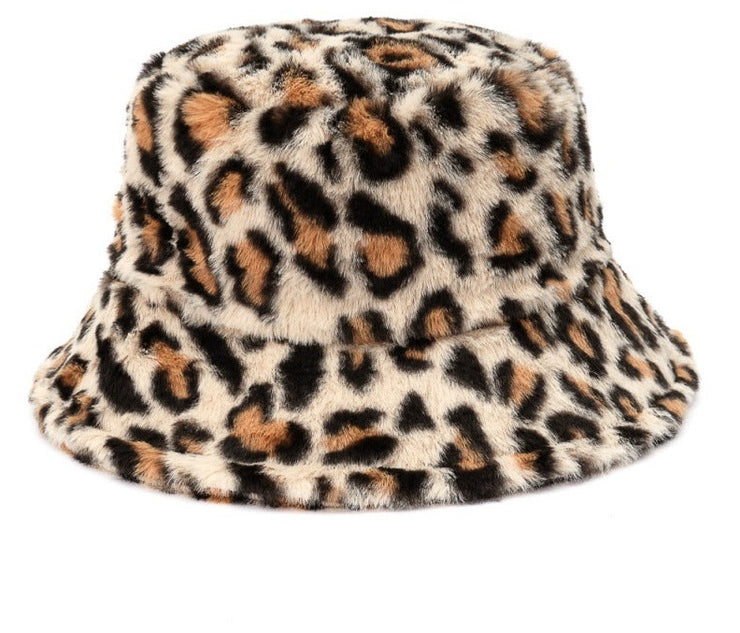 Cool Raver Festival Fur Plush Bucket Hat - Leopard. loveyourmom Love Your Mom Beige Leopard  