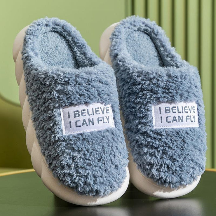 Men's And Women's Indoor Fleece Warm Soft Bottom Slippers loveyourmom Love Your Mom Sky Blue 36or37 