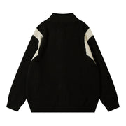 American Retro Zipper Cardigan Sweater, 90's Raver look Y2K  Black White Sweater loveyourmom Love Your Mom   