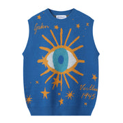 Evil Eye Tank Top Vest, Unisex Hipster Turkish Evil Eye Vest, Santorini Mykonos, Witch Mystical Hamsa Sweater Top 1 1 Blue L 