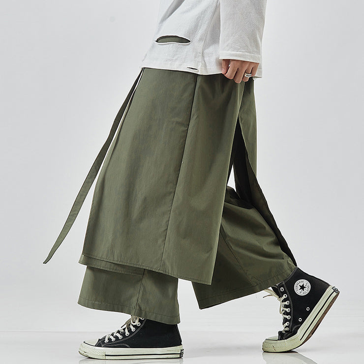 Japanese Style Kimono Harem Pants Mens Vintage Wide Leg Loose Joggers Loose Straight-Leg Pants 1 1 Green 2XL 