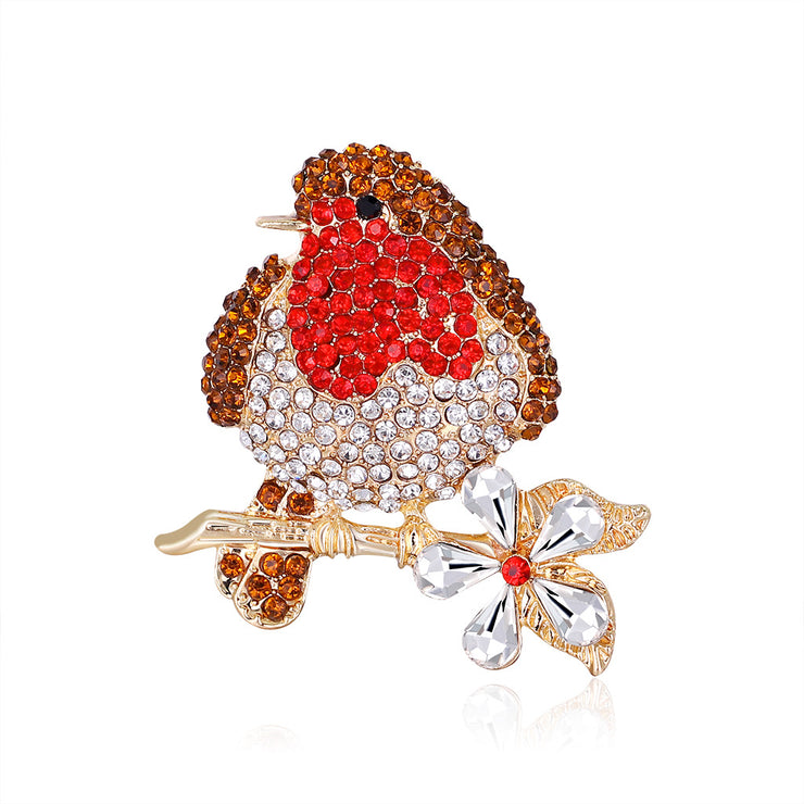 Stunning Robin Red Breast Diamante Brooch Pin - Christmas Brooch, great Christmas gift Mum Sister Aunty Nan 1 1 Red  