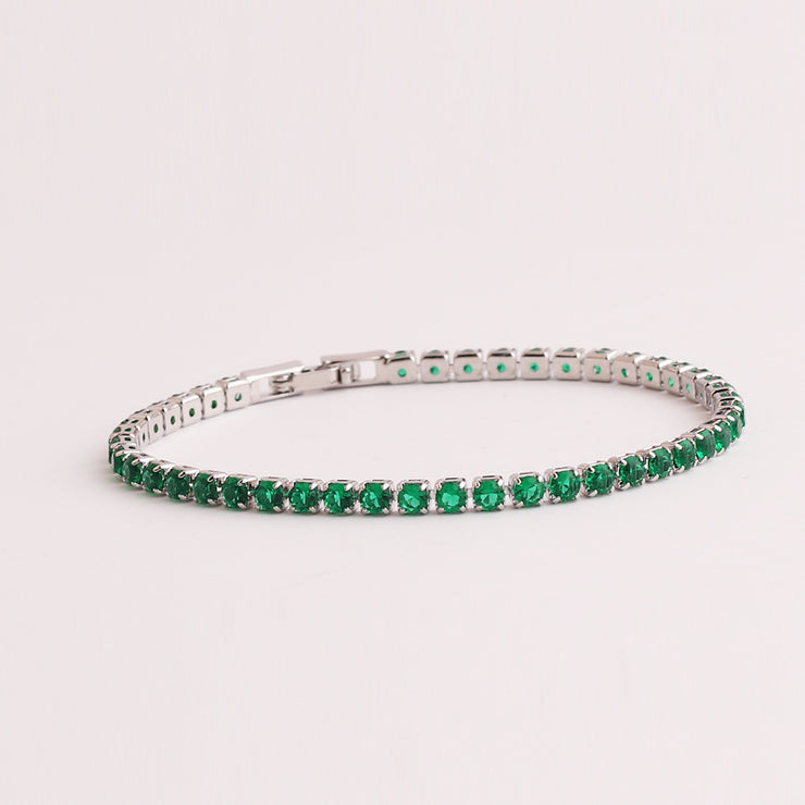 Green Zircon Bracelet For her, Emerald Look 1 1 Elliptic zircon  