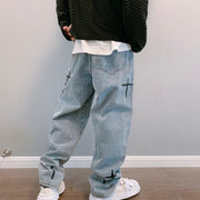 Wide Leg Cargo Pants,Streetwear Baggy men Jeans Spring Autumn Men Korean Fashion Loose Straight Male Brand Clothing Black 1 1   