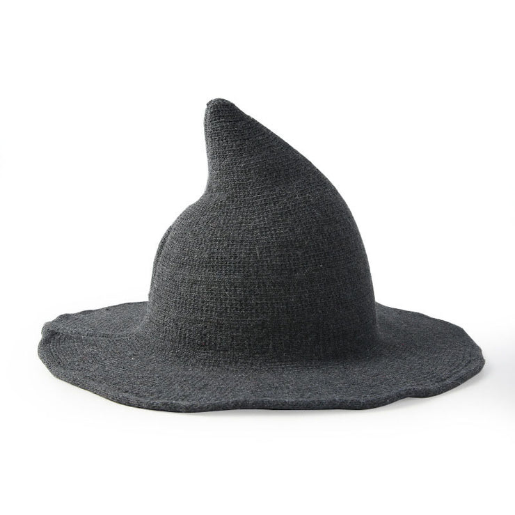 Unisex Gothic Witch Hat, Cute Halloween Wool Wizard Hat loveyourmom Love Your Mom Dark Grey M 56to58cm 