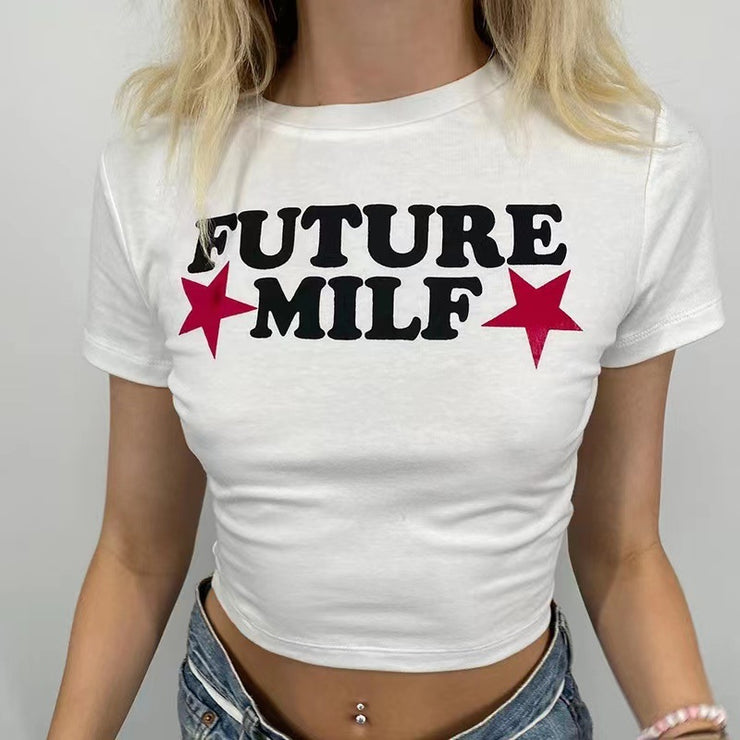Short Future Milf T-shirt, Sexy Hot Girls Women tshirt Top, Evening Party Tight Tops, Summer Beach Top, Girls Trip Shirt, Crop Tops Y2k 1 1   