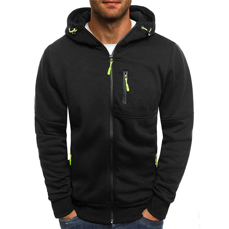 New York Men's Sweater Cardigan Hooded Jacket Zipper Pocket, Jacquard Jacket Sports Fitness Outdoor Leisure Running Solid Color Sportswear loveyourmom Love Your Mom Black 3XL 