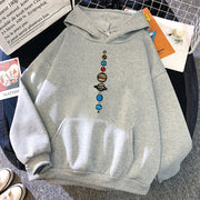 Nine Planets Hoodie, Cool Solar System Planet Oversized Hoodie Gift 1 1 Gray 2XL 