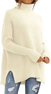 Cozy Women's Oversized Turtleneck Sweater, Fall Batwing Sleeve Ribbed Tunic Sweater loveyourmom Love Your Mom Apricot L 