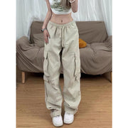 Women Cargo Brown Black Pant, Rave Festivall Trousers Bottoms Work Streetwear Casual Hiphop Streetstyle Baggy Multipocket Y2k Fashion Vintage loveyourmom Love Your Mom   