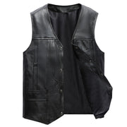 Men Genuine Leather Vest Brown, Multi Pocket Zipper Waistcoat, Thick Motorcycle Plus Size Sleeveless Jacket Vest Cowhide loveyourmom Love Your Mom Black sheepskin journalist sui 2XL 