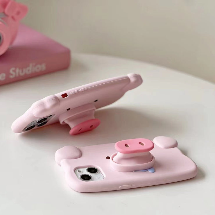Cut Pig iPhone 14 Case, Pink Piggy Funny Three-dimensional Silicone Phone Case. 1 1   