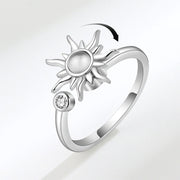 Gold Silver Sunflower Zircon Ring, Adjustable Geometric Fashion Ring, Anti-Stress Anxiety ADHD Calming Ring Jewelry 1 1   