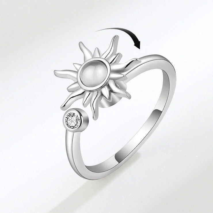 Gold Silver Sunflower Zircon Ring, Adjustable Geometric Fashion Ring, Anti-Stress Anxiety ADHD Calming Ring Jewelry 1 1   